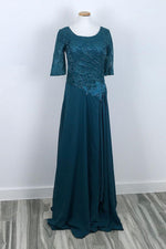 Modest Teal Chiffon Mother of Bride and Groom Formal Evening Dress XH1037