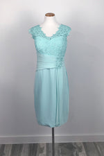 Aqua Short Chiffon Lace Mother of Bride Dress XH1031