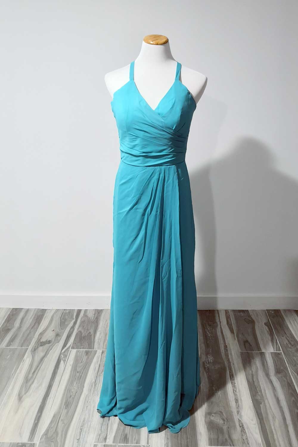 Turquoise Cross Back Evening Dress - Sample Sale Dress