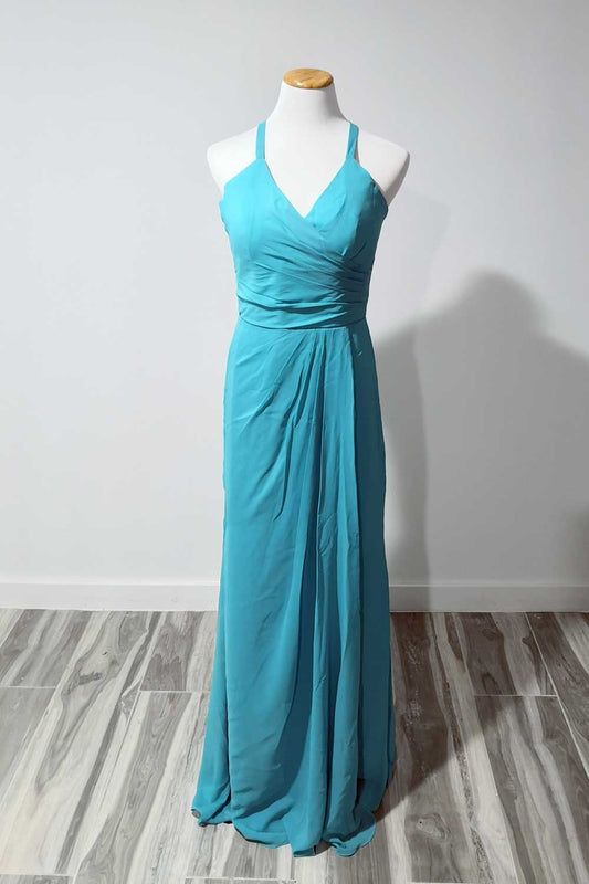 Turquoise Cross Back Evening Dress - Sample Sale Dress