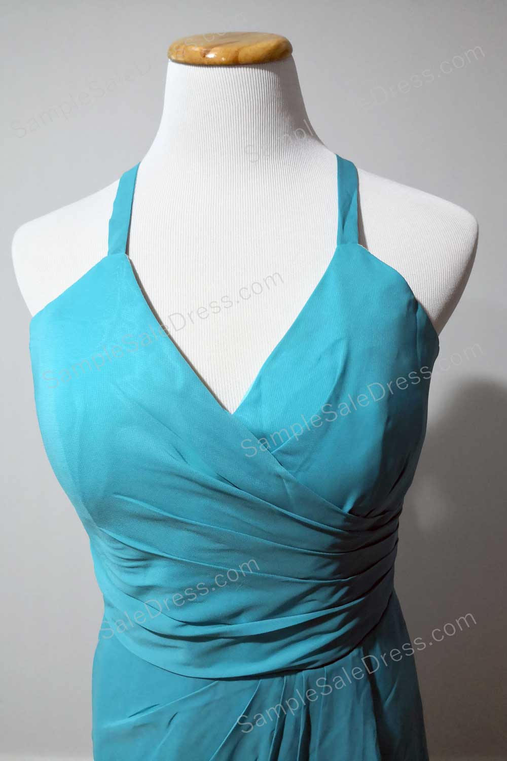 Turquoise Cross Back Evening Dress - Sample Sale Dress