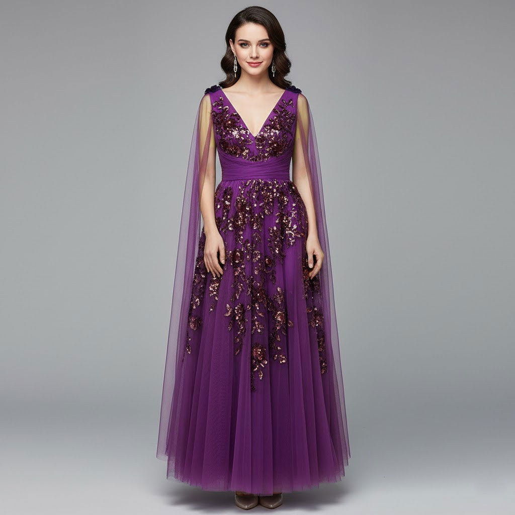 Purple Maxi Formal Evening Dress