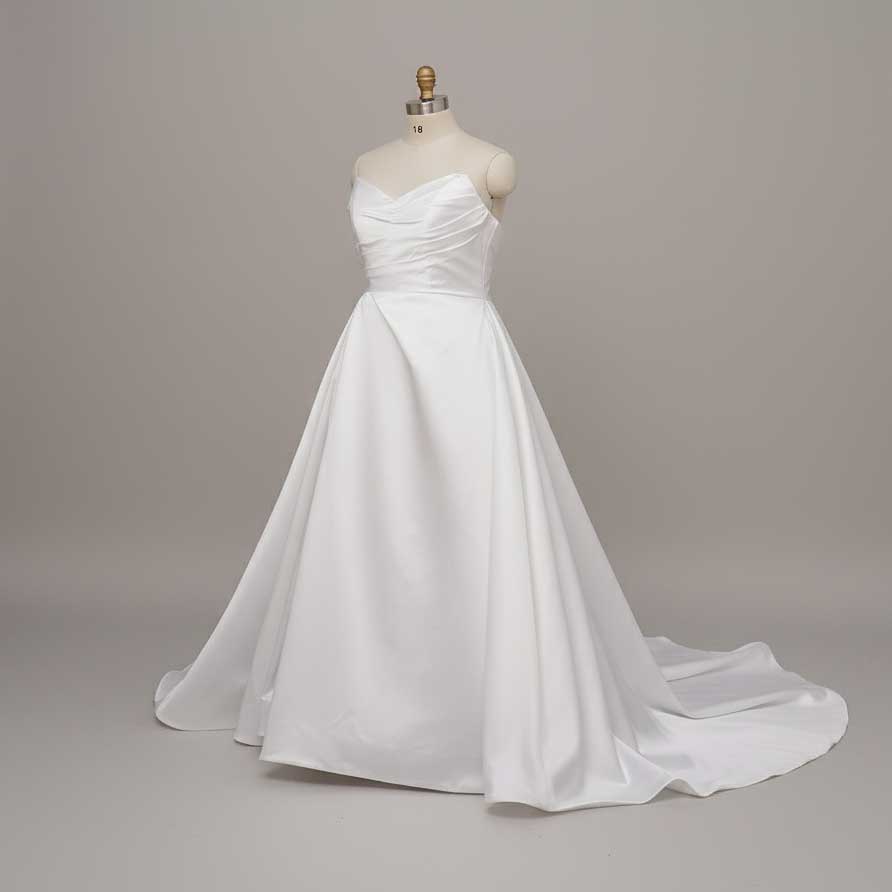 Strapless A-line Satin Wedding Dress with Side Slit
