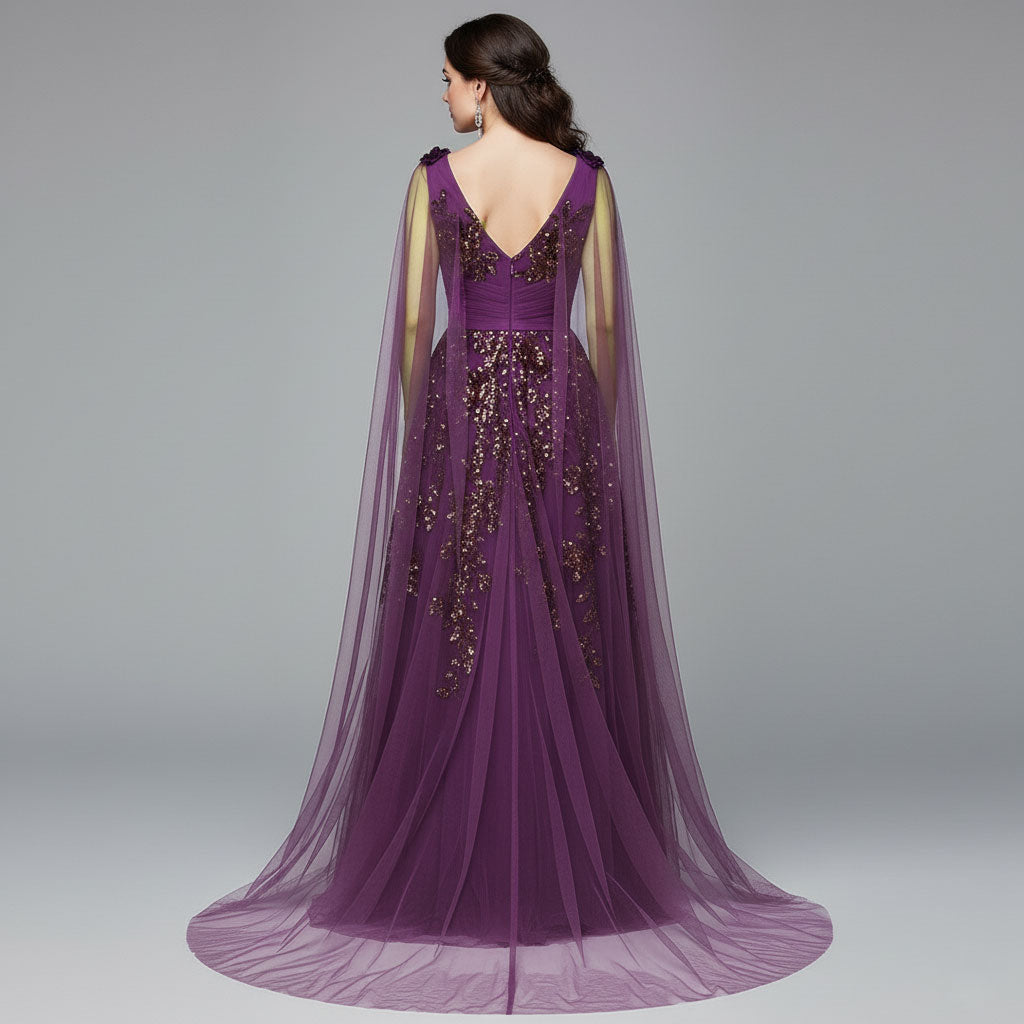 Purple Maxi Formal Evening Dress