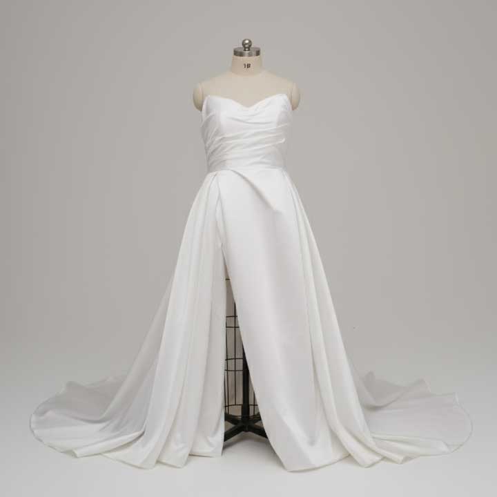 Strapless A-line Satin Wedding Dress with Side Slit