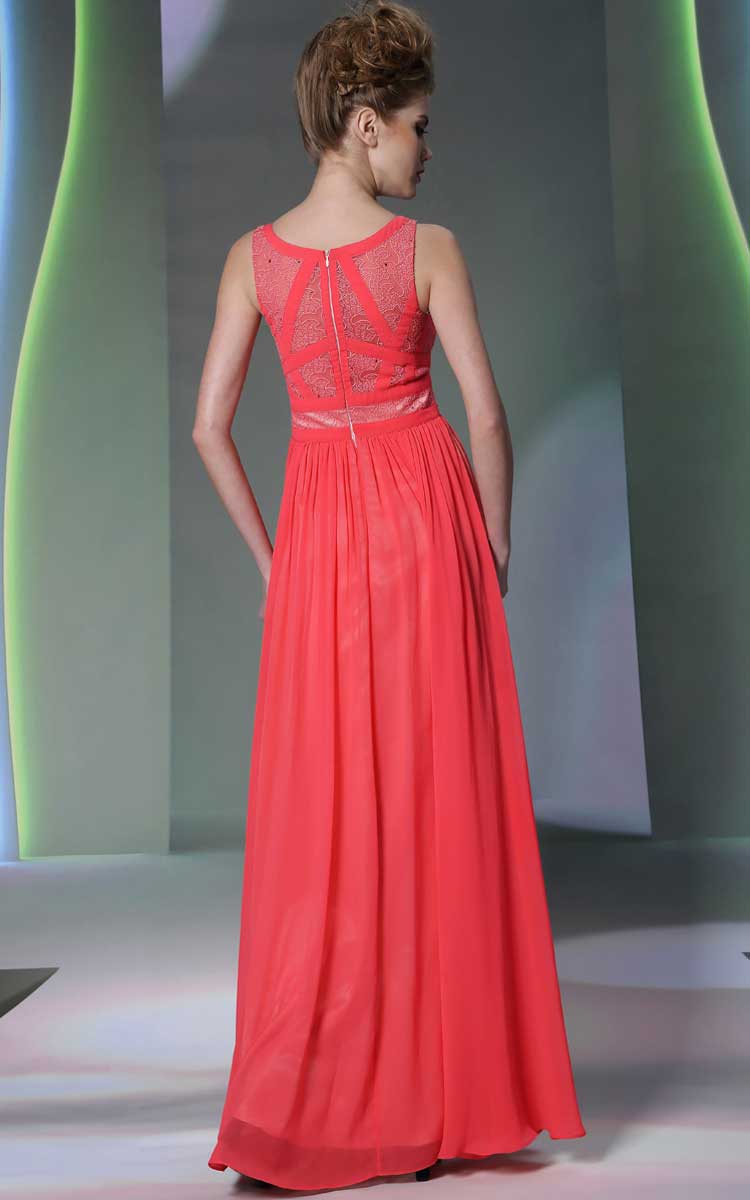 Coral Red Maxi Long Evening Formal Prom Dress– Sample Sale Dress