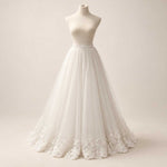 Soft Ivory A-line Lace Tulle Detachable Bridal Overskirt