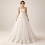 Soft Ivory A-line Lace Tulle Detachable Bridal Overskirt