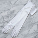 Long White and Ivory Satin Gloves For Debutante, Weddings, Opera and Stage Performance