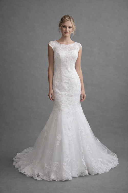 White Lace Fit and Flare Wedding Dress