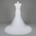 White Lace Fit and Flare Wedding Dress