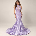 Lilac Purple Maxi Fitted Mermaid Formal Evening Prom Dress | XH1013