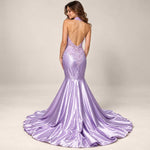 Lilac Purple Maxi Fitted Mermaid Formal Evening Prom Dress | XH1013