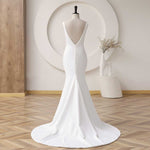 Elegant Simple Crepe Wedding dress Reception Wedding Dress