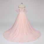 Blush Peach Ball Gown Form Prom Evening Dress