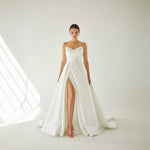 Strapless A-line Satin Wedding Dress with Side Slit