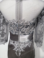 Short Gray Lace Formal Dinner Dress | XH1008 - Sample Sale Dress 