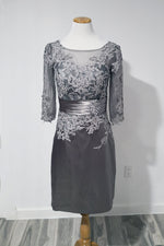 Short Gray Lace Formal Dinner Dress | XH1008 - Sample Sale Dress 