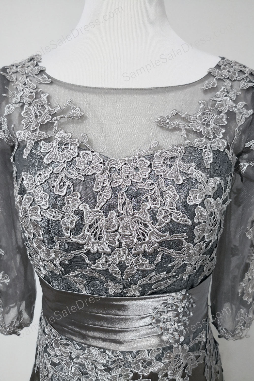 Short Gray Lace Formal Dinner Dress | XH1008 - Sample Sale Dress 