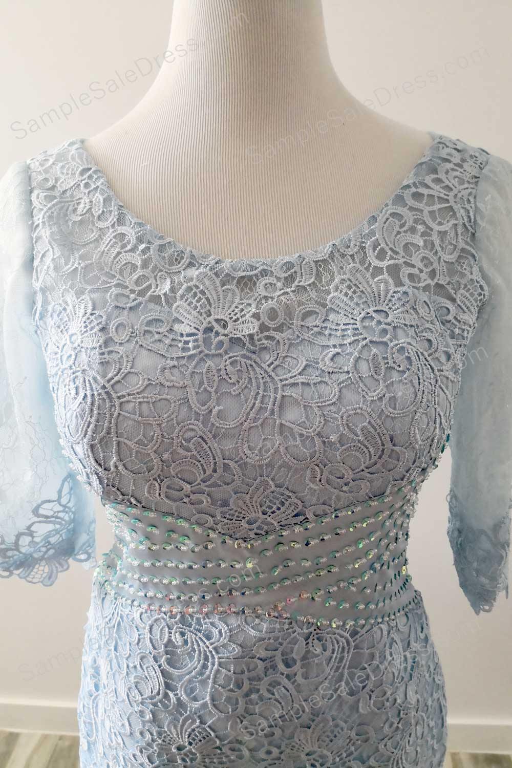 Light Blue Lace Mother of Bride Groom Dress - Sample Sale Dress 